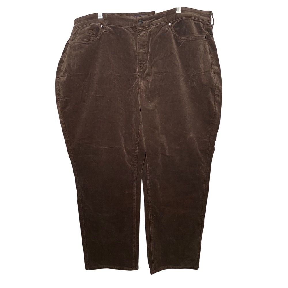 NYDJ Marilyn Straight Corduroy Pants‎ Coffee Bean Brown NEW Dark Academia 24WP
